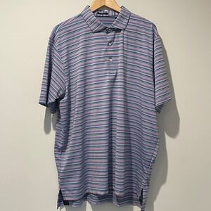 Turtleson Polo Shirt Mens 2XL XXL  Blue Striped Golf Shirt Stretch‎ Short Sleeve